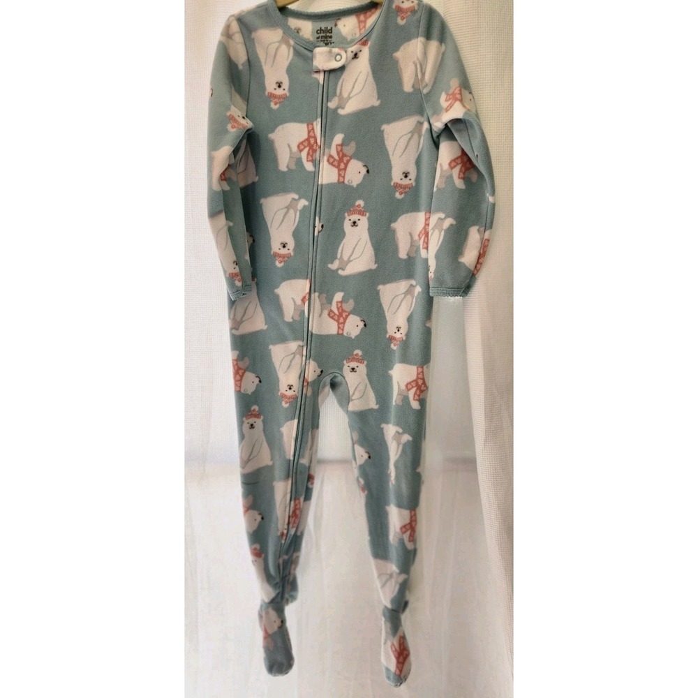 Carter's Child of Mine‎ 4T Footed/One Piece Zip Pajamas Polar Bears Pre-Owned